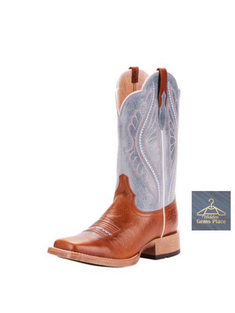 Western Boots with Full-Grain Leather, Square Toe, Mid-Calf, Pull-On